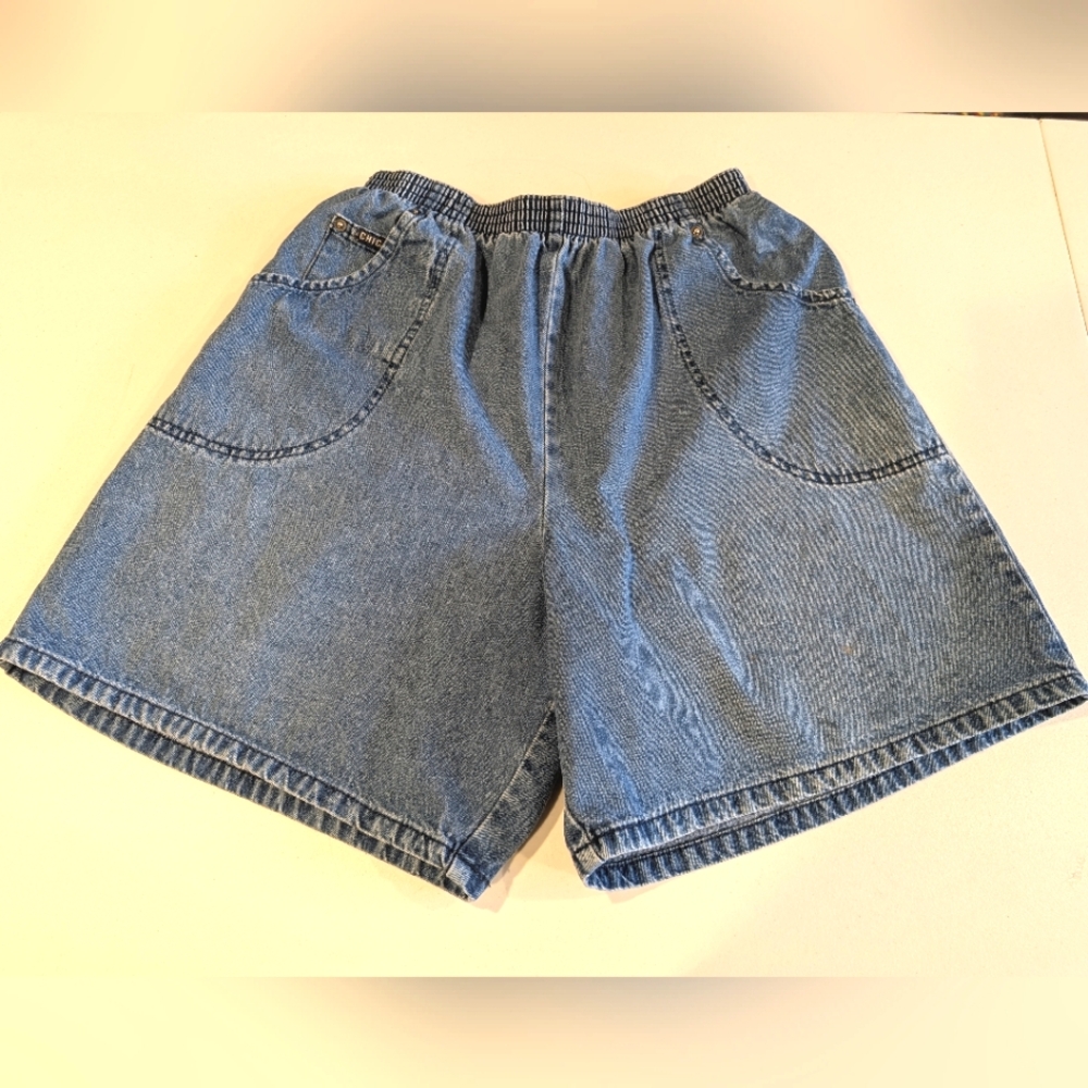 Vintage Chic elastic waist, cotton, baggy Jorts Jean shorts. Med- See Msrmts - Picture 7 of 9
